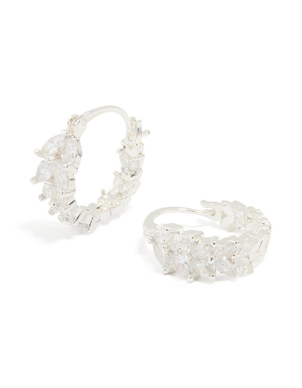 Silver Plated Cubic Zirconia Vine Hoop Earrings