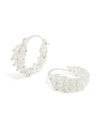 Silver Plated Cubic Zirconia Vine Hoop Earrings - link has visual effect only