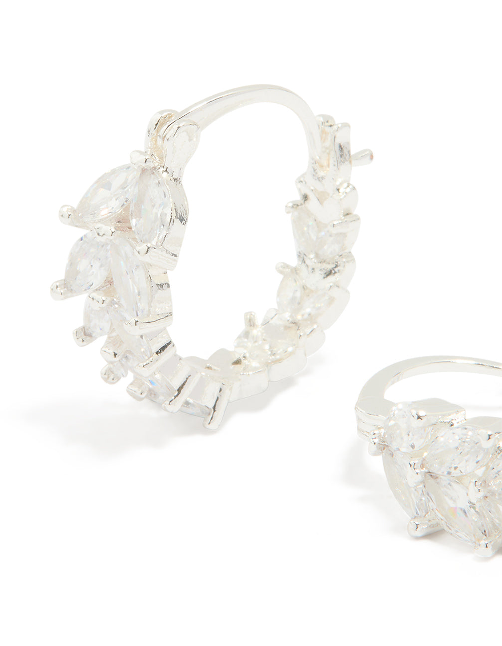Silver Plated Cubic Zirconia Vine Hoop Earrings