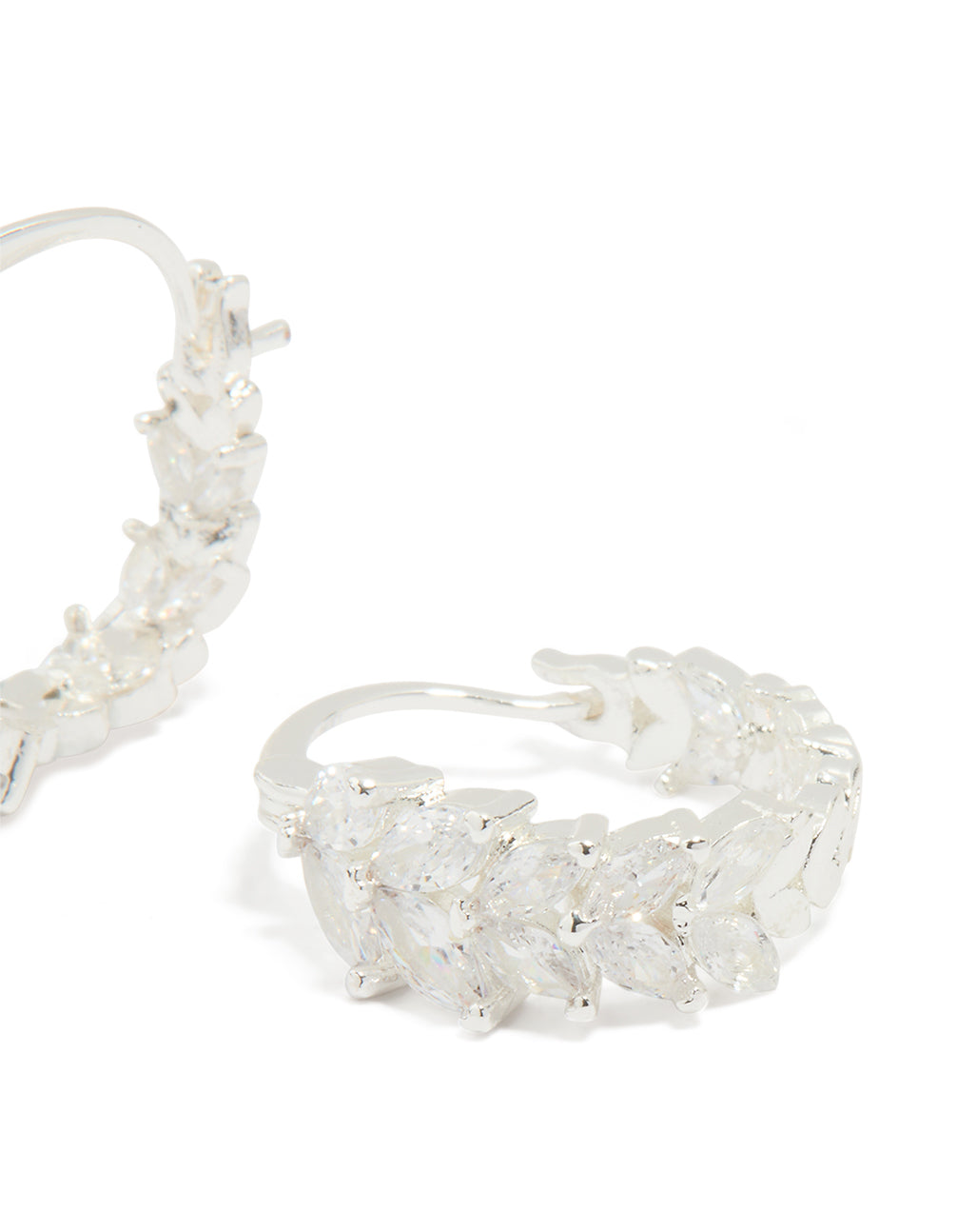 Silver Plated Cubic Zirconia Vine Hoop Earrings