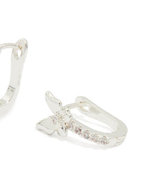 Silver Plated Cubic Zirconia Mini Butterfly Huggie Earrings - link has visual effect only