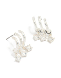 Silver Plated Cubic Zirconia Trio Hoop Earrings - link has visual effect only