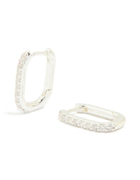 Silver Plated Cubic Zirconia Oval Hoop Earrings - link has visual effect only