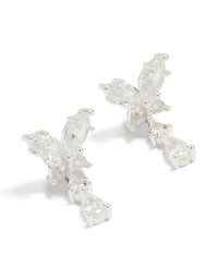 Silver Plated Cubic Zirconia Butterfly Teardrop Earrings - link has visual effect only