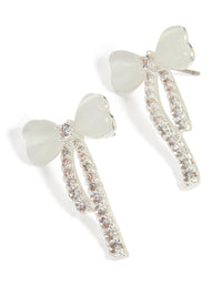 Silver Plated Cubic Zirconia Heart Bow Stud Earrings - link has visual effect only