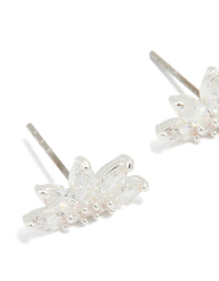 Silver Plated Cubic Zirconia Marquise Fan Stud Earrings - link has visual effect only