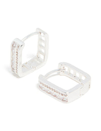 Silver Plated Cubic Zirconia Double Pavé Hoop Earrings - link has visual effect only