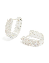 Silver Plated Cubic Zirconia Mini Vine Huggie Earrings - link has visual effect only