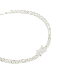 Silver Plated Cubic Zirconia Pave & Baguette Toggle Bracelet - link has visual effect only