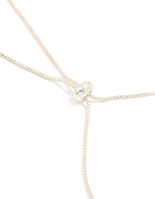 Silver Plated Cubic Zirconia Baguette Bow Toggle Bracelet