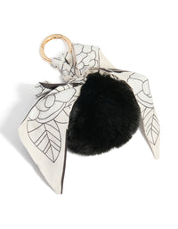 Black Fluffy & Fabric Bow Scarf Key Chain - link has visual effect only
