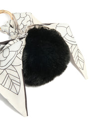 Black Fluffy & Fabric Bow Scarf Key Chain - link has visual effect only