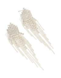 Silver Diamante Dainty Chain Earrings - link has visual effect only