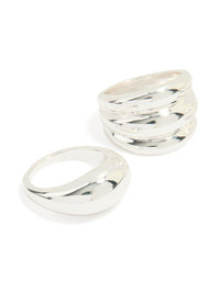 Silver Smooth Organic Chunky Rings 3-Pack - link has visual effect only