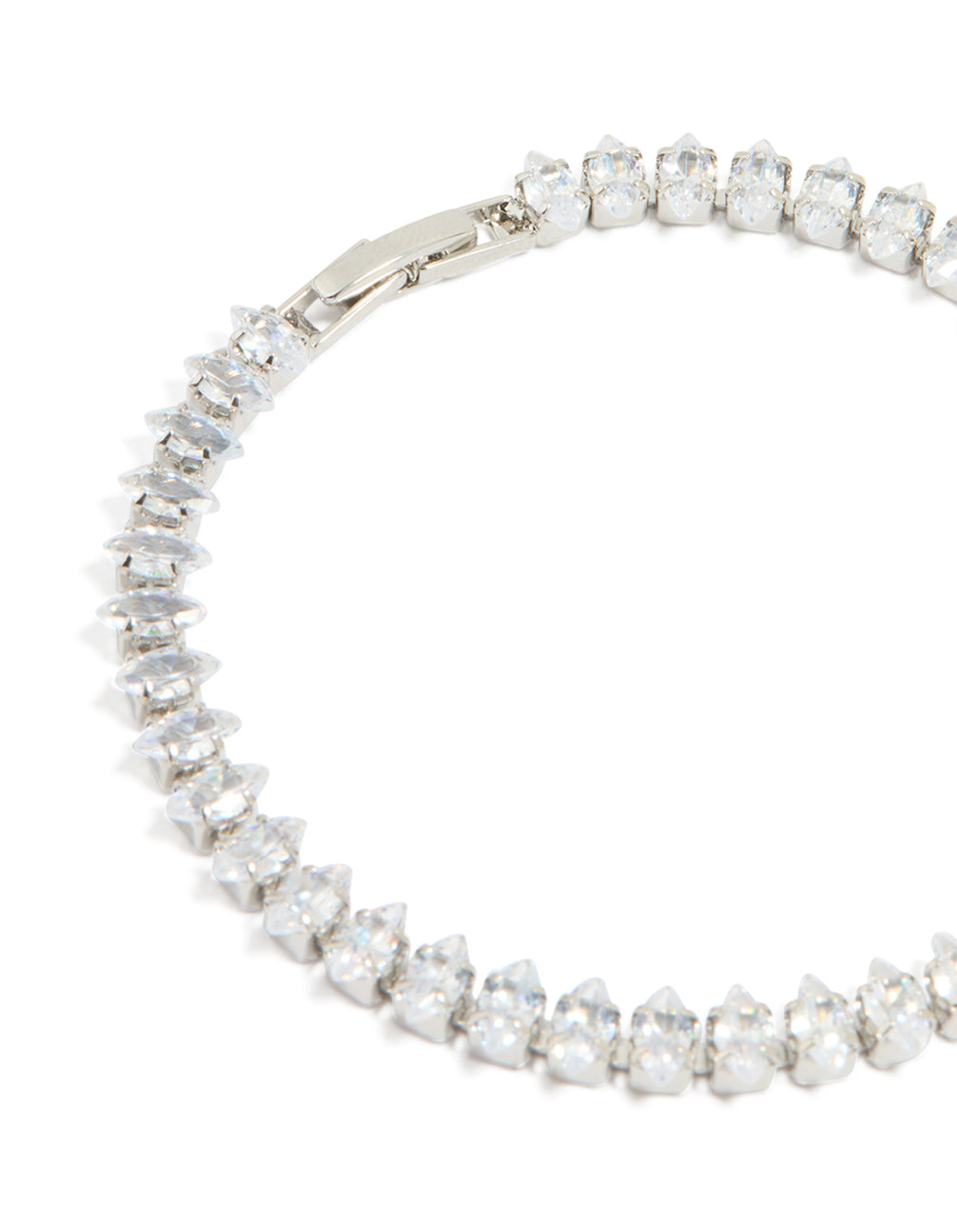 Silver Cubic Zirconia Clasp Tennis Bracelet