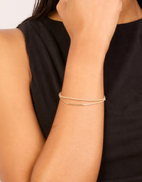 Gold Plated Cubic Zirconia Layered Toggle Bracelet - link has visual effect only
