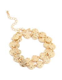Gold Hammered Disc Layered Bracelet - link has visual effect only