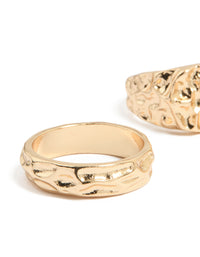 Gold Hammered Organic Rings 3-Pack - link has visual effect only