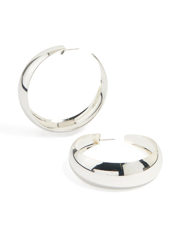 Silver Large Thin Hoop Earrings