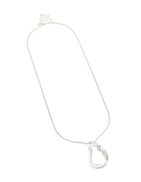 This silver metal chain pendant necklace features statement styling front view - link has visual effect only