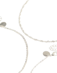 Designed with a silver celestial choker necklace 6-pack featuring moon, star and ball accents clasp detail view - link has visual effect only