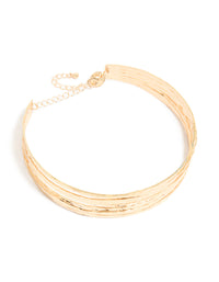 Showcasing this gold choker layered necklace front view - link has visual effect only