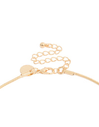 Crafted with gold chain oval pendant necklace and adjustable extender clasp detail view - link has visual effect only