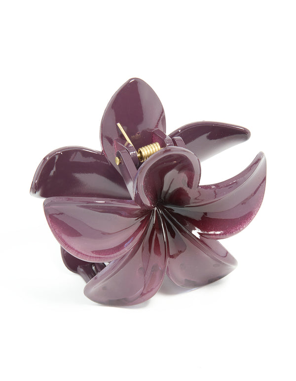 Plum Frangipani Hair Claw Clip