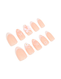 White Floral Mix  Press On Nail Set - link has visual effect only