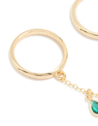 Gold Plated Emerald Cubic Zirconia Drop Ring - link has visual effect only
