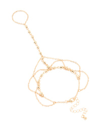 Gold Draped Hand Chain - link has visual effect only