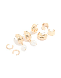 Gold Chunky Hoops & Ear Cuffs 4-Pack - link has visual effect only