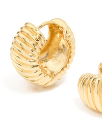 Gold Plated Brass Ribbed Graduated Huggie Earrings - link has visual effect only