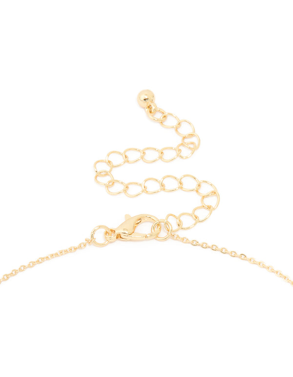 Gold Plated Brass Cubic Zirconia Dainty Link Pendant Necklace