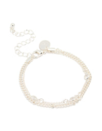 Silver Plated Cubic Zirconia Layered Bracelet - link has visual effect only
