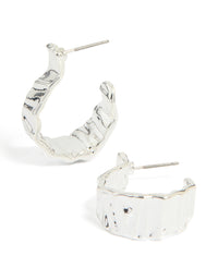 Silver Thick Molten Hoop Earrings - link has visual effect only