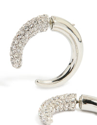 Silver Diamante Half Hook Hoop Earrings - link has visual effect only