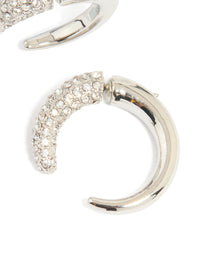 Silver Diamante Half Hook Hoop Earrings - link has visual effect only