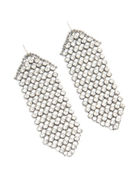 Gunmetal Diamante Mesh Drop Earrings - link has visual effect only