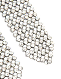 Gunmetal Diamante Mesh Drop Earrings - link has visual effect only
