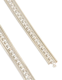 Silver Diamante Stud & Cuff Drop Earrings - link has visual effect only