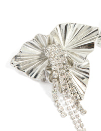 Silver Diamante Flower Cupchain Stud Earrings - link has visual effect only