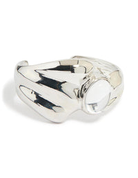 Silver Diamante Molten Wrist Cuff - link has visual effect only