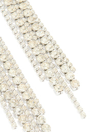 Silver Diamante Cup Chain Mixed Length Drop Earrings - link has visual effect only