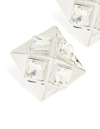 Silver Diamante Triangular Square Stud Earrings - link has visual effect only