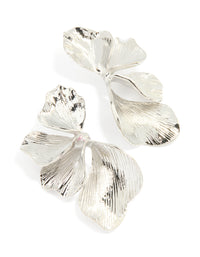 Silver Half Flower Statement Earrings - link has visual effect only
