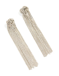 Silver Diamante Knotted Tassel Earrings - link has visual effect only