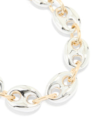 Mixed Metal Thick Anchor Chain Necklace - link has visual effect only