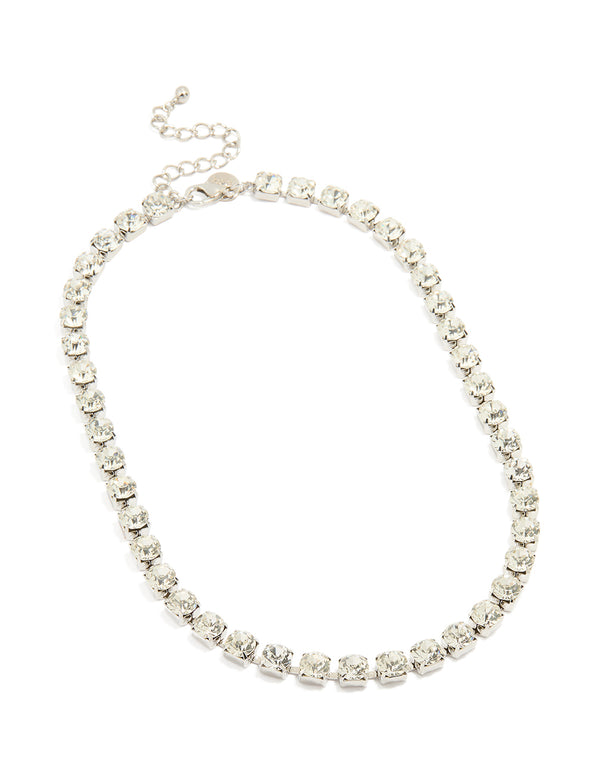 Silver Diamante Thick Chain Necklace