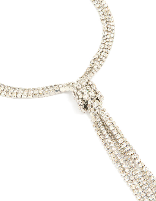 Silver Diamante Cup Chain Toggle Detail Necklace
